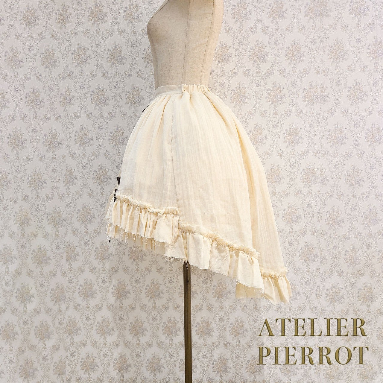 【ATELIER PIERROT】　Decay Gauze Skirt　Ivory/Wine/Gray/Black