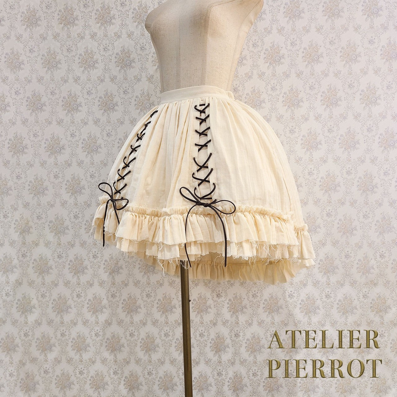 【ATELIER PIERROT】　Decay Gauze Skirt　Ivory/Wine/Gray/Black