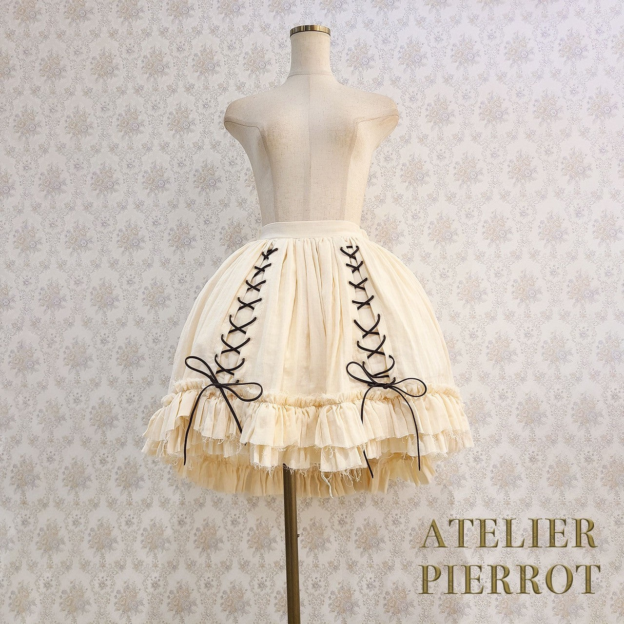 【ATELIER PIERROT】　Decay Gauze Skirt　Ivory/Wine/Gray/Black