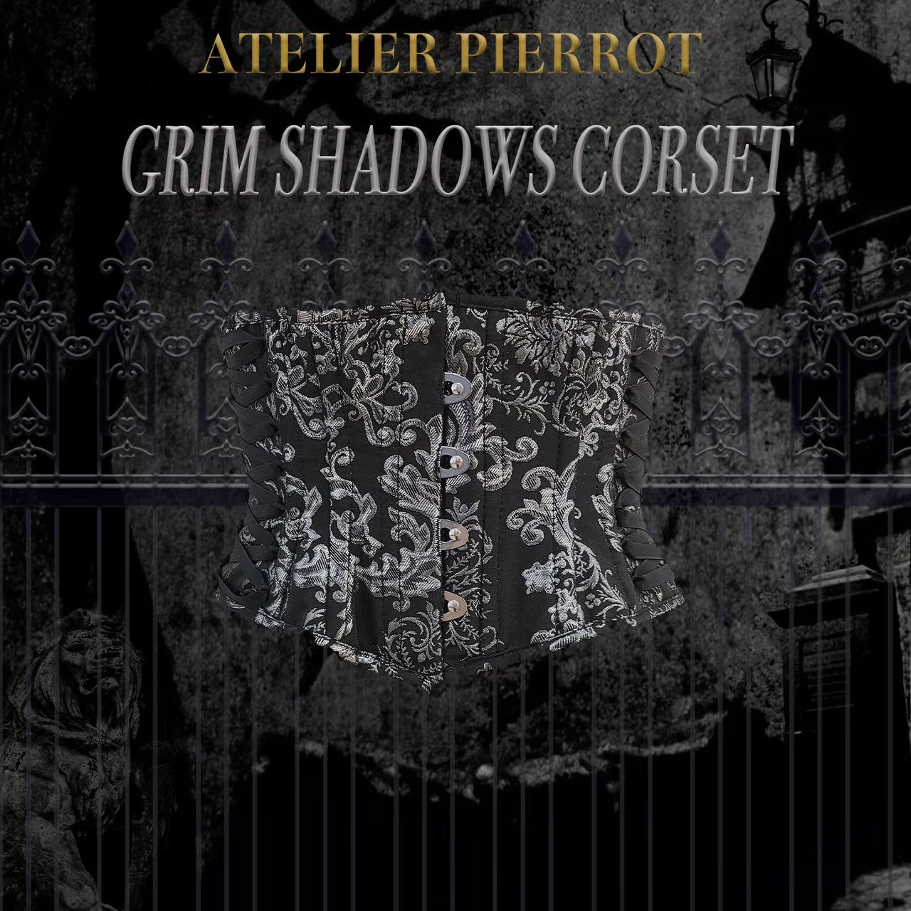 [Atelier Pierrot] sombras grimas corsé blanco plateado/negro x rojo/negro x azul/negro x plateado