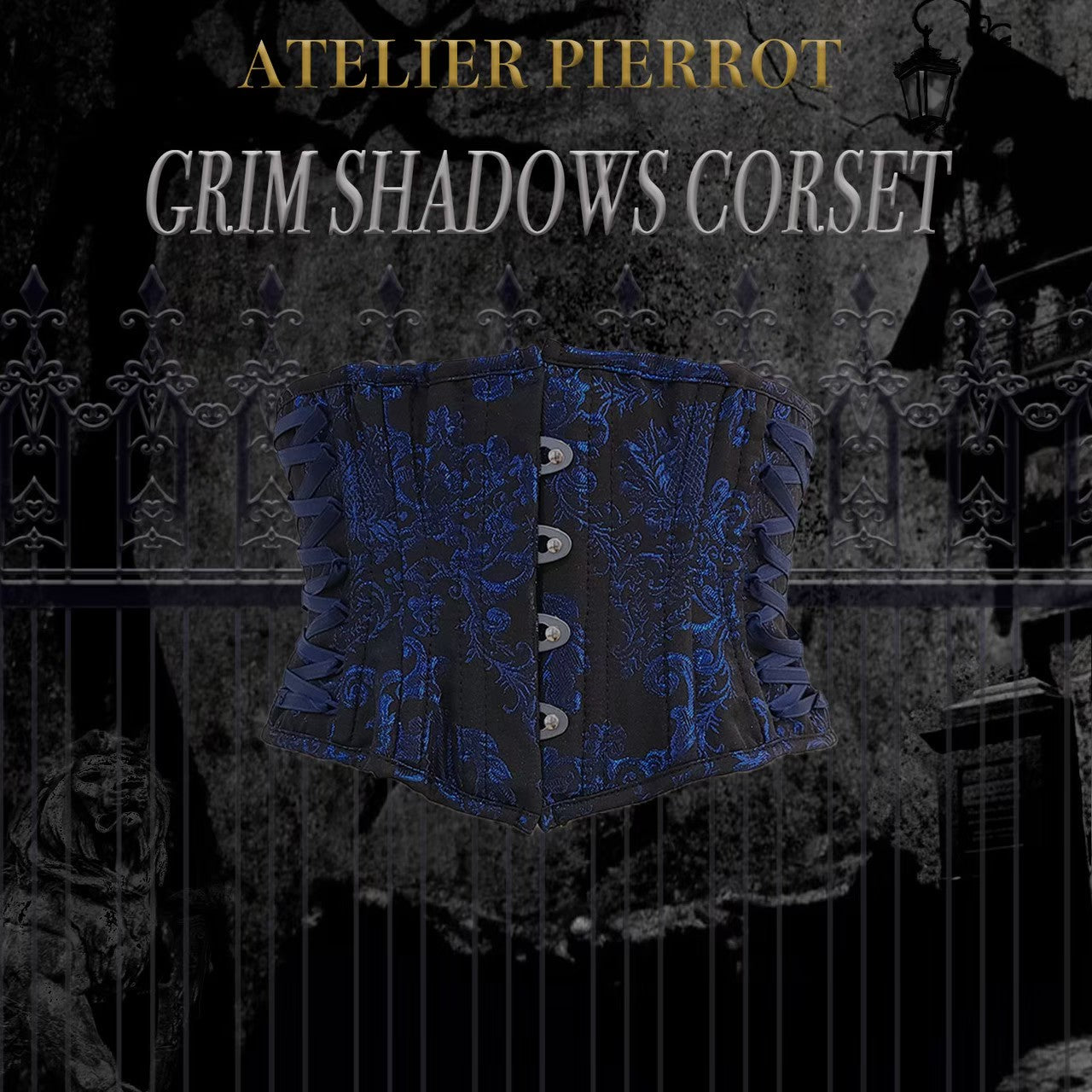 [Atelier Pierrot] sombras grimas corsé blanco plateado/negro x rojo/negro x azul/negro x plateado