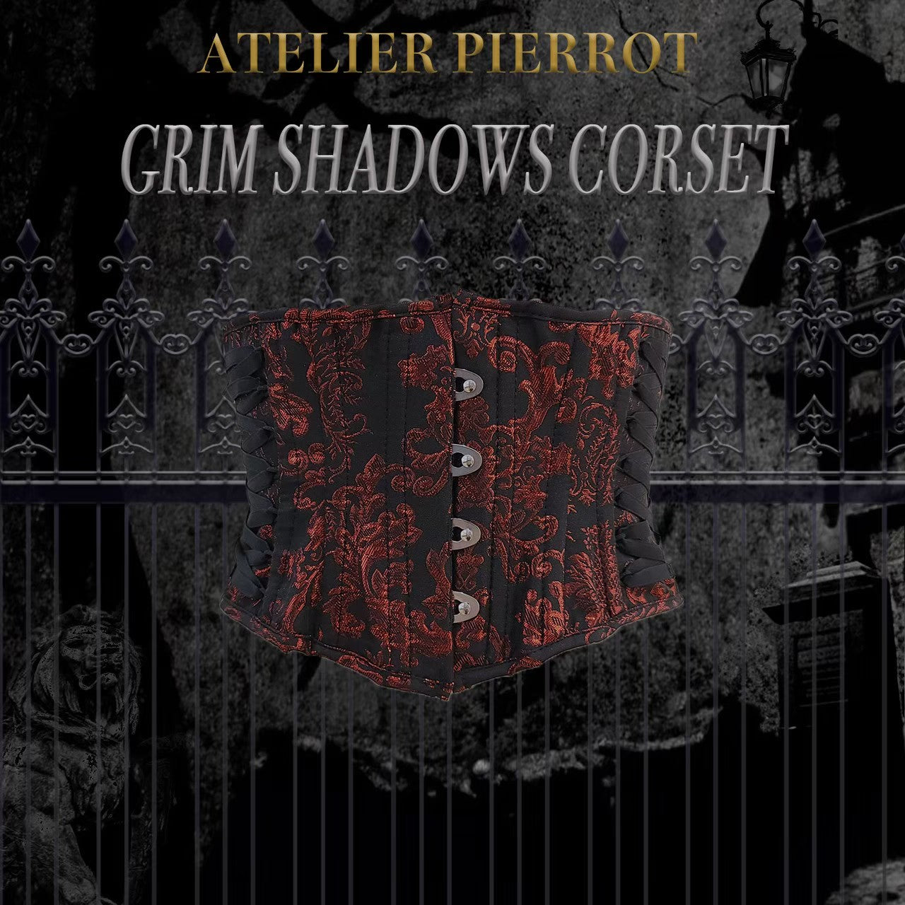 [Atelier Pierrot] sombras grimas corsé blanco plateado/negro x rojo/negro x azul/negro x plateado