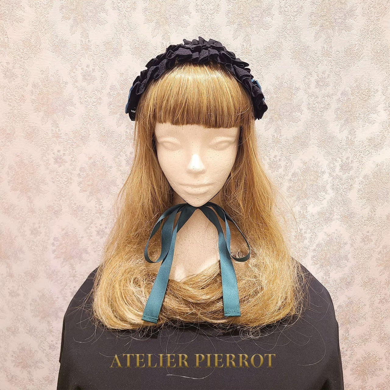 【ATELIER PIERROT】　Lace-up Frill Headdress　White/Black×White/新色Pink/Bordeaux/新色Green/Navy/Black