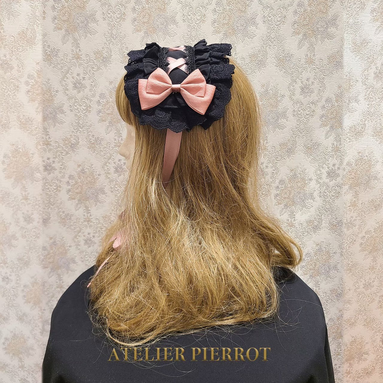 【ATELIER PIERROT】　Lace-up Frill Headdress　White/Black×White/新色Pink/Bordeaux/新色Green/Navy/Black