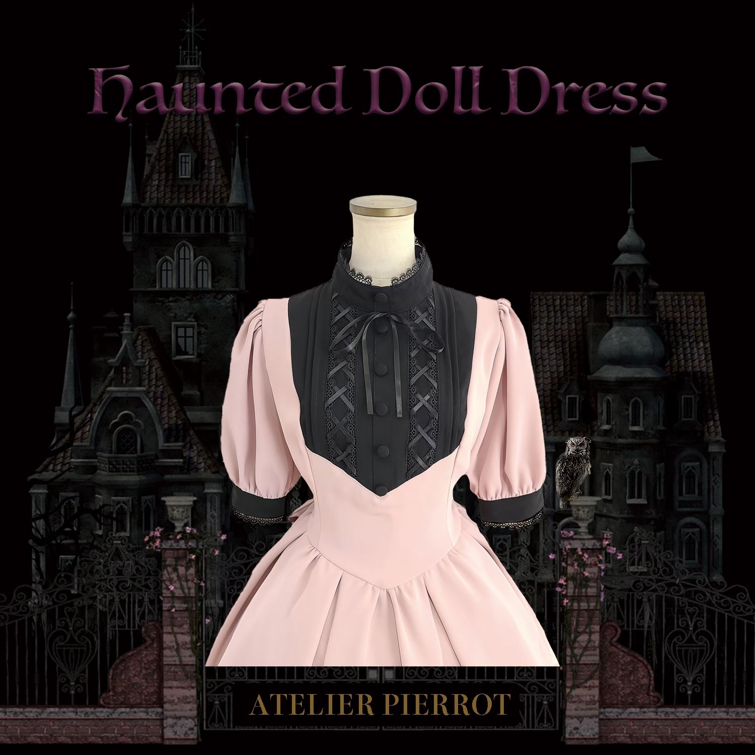 [Atelier Pierrot] Robe de poupée hantée Atelier Piero Grey X White / Bordeaux / Black / Black / White / Pink X Black