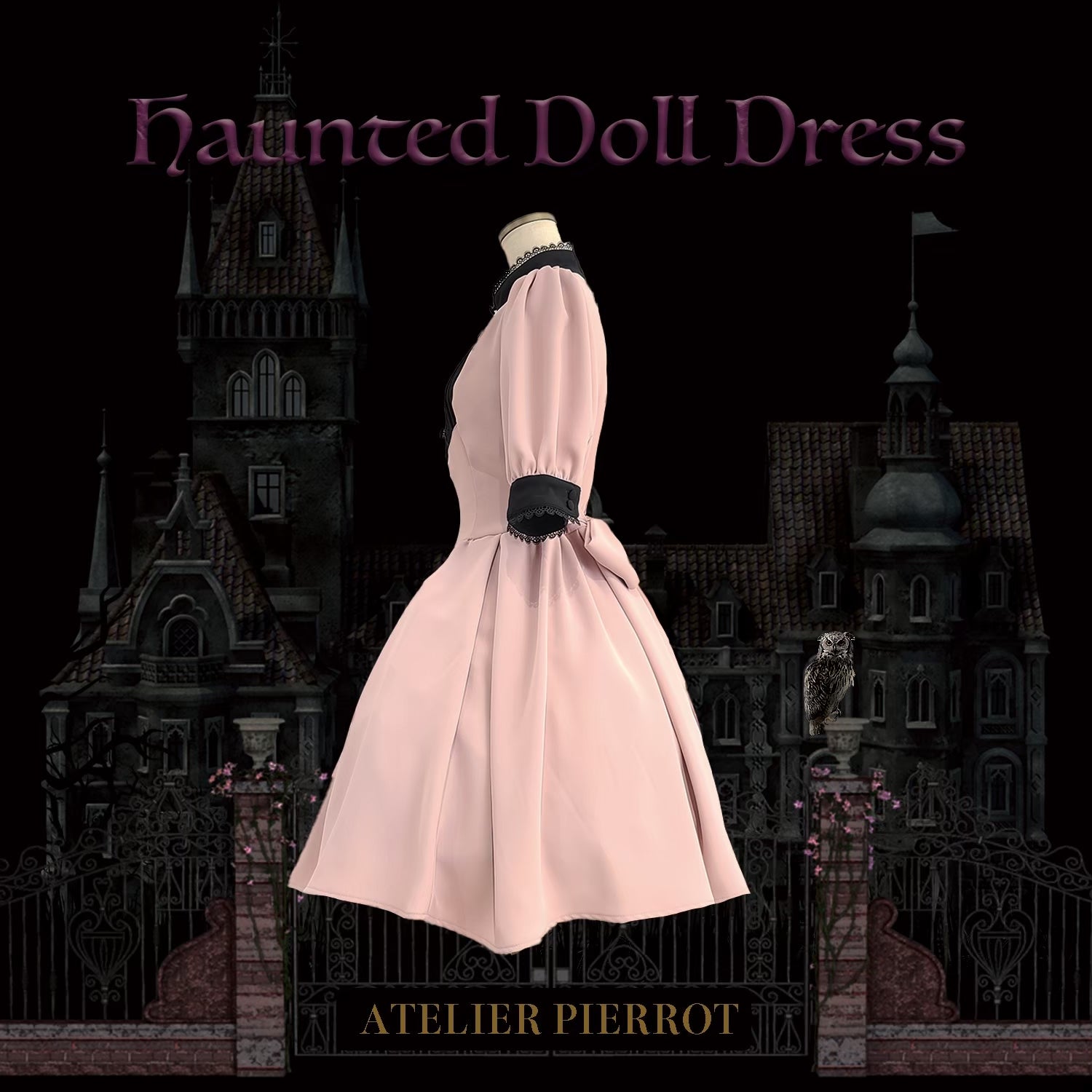 [Atelier Pierrot] Robe de poupée hantée Atelier Piero Grey X White / Bordeaux / Black / Black / White / Pink X Black