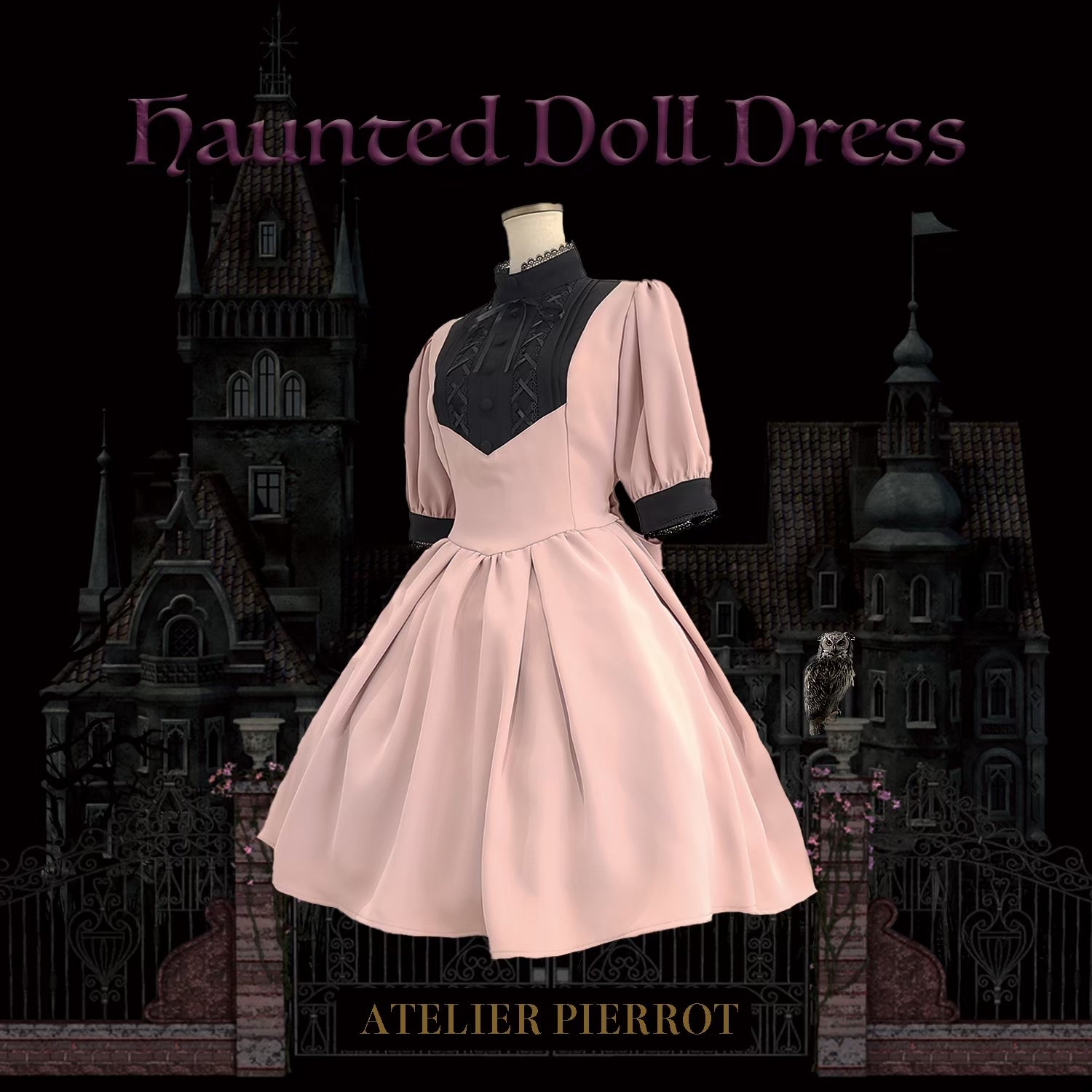 [Atelier Pierrot] Robe de poupée hantée Atelier Piero Grey X White / Bordeaux / Black / Black / White / Pink X Black