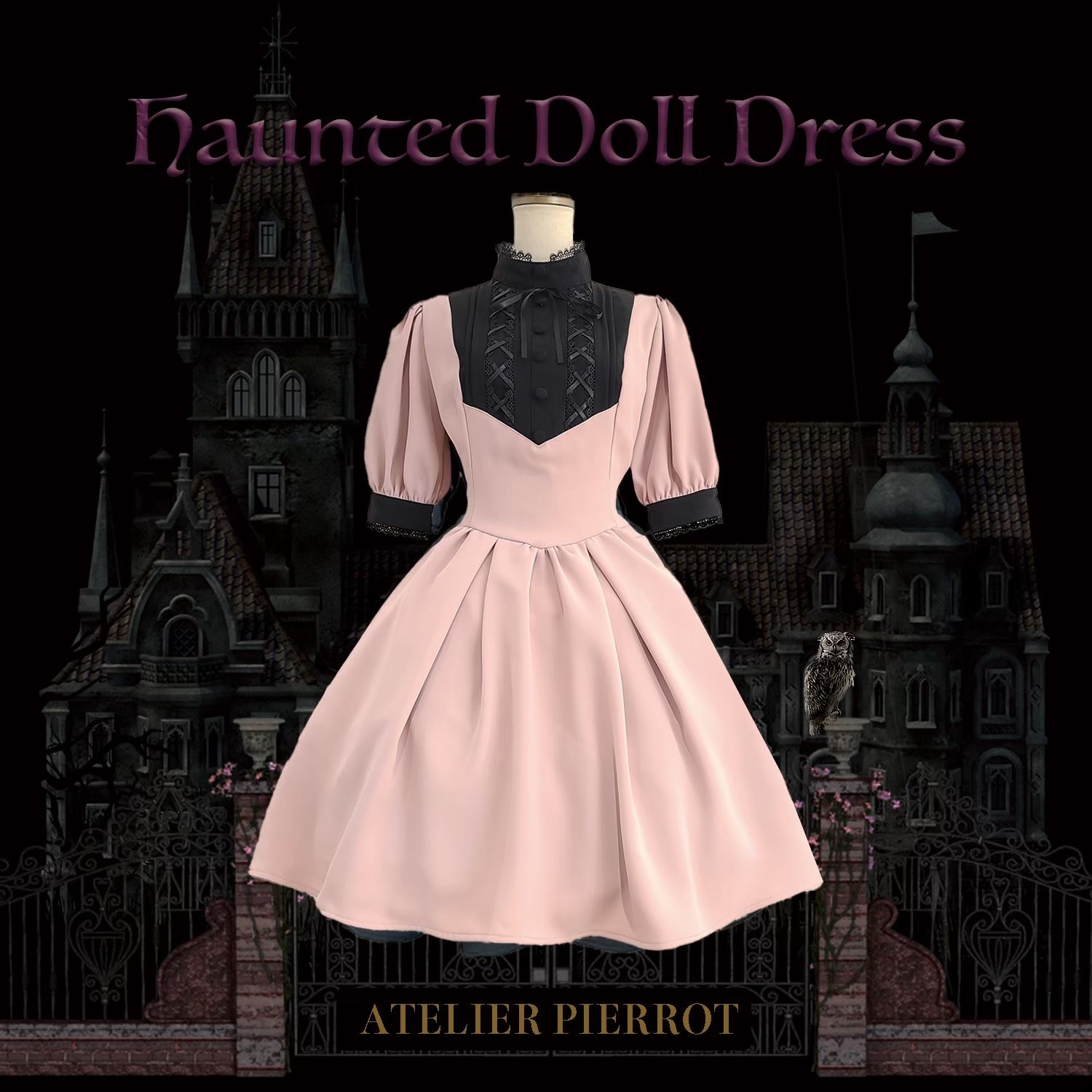 [Atelier Pierrot] Robe de poupée hantée Atelier Piero Grey X White / Bordeaux / Black / Black / White / Pink X Black