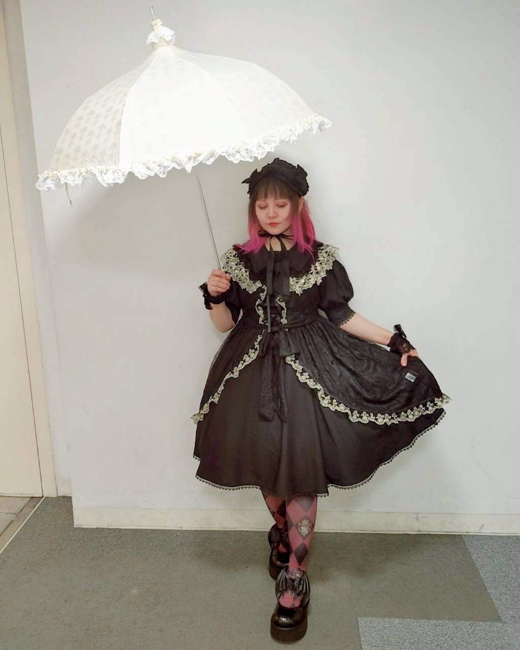 【ATELIER PIERROT】 Blühen Mini Bouquet Regenschirm Weiß/Schwarz