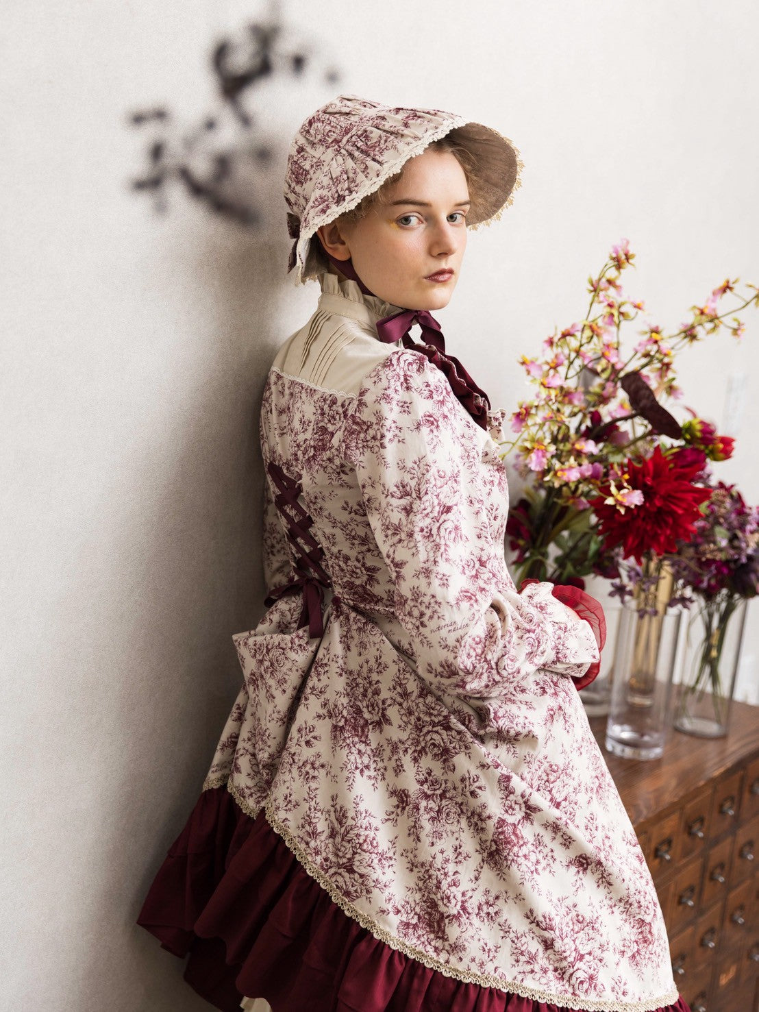 [Victorian maiden] Victorian Maiden Reel ROSE Dress Burgundy/Dark Brown/Black ★Order period until Wednesday, August 27th★