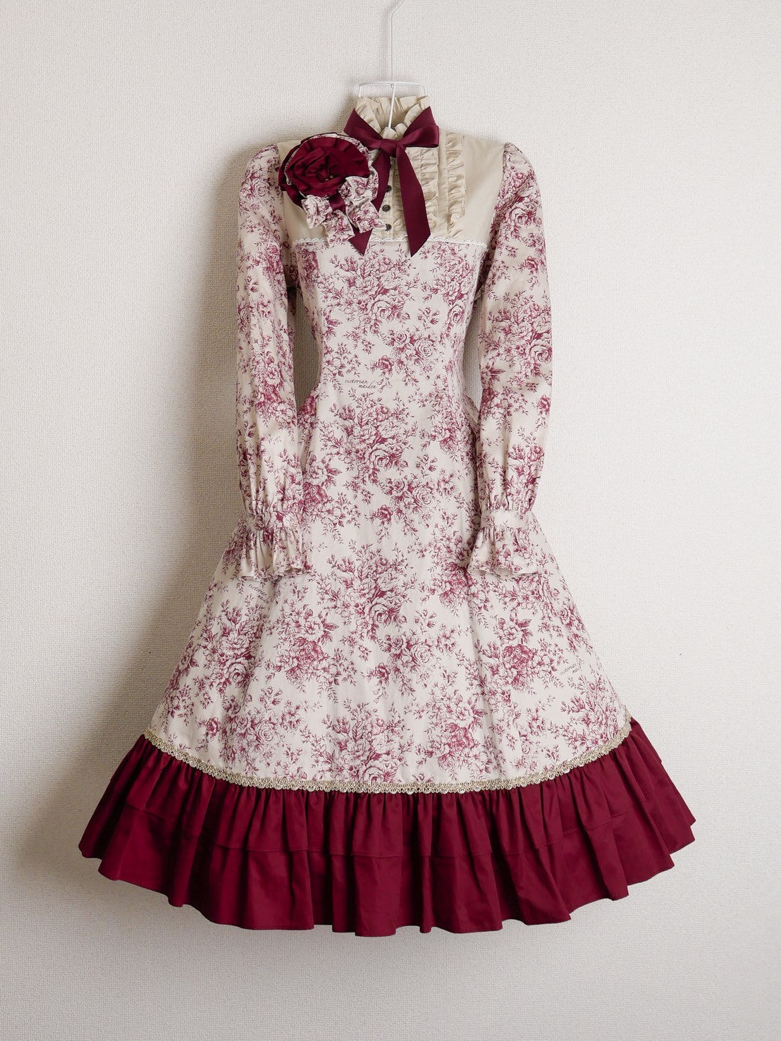 [Victorian Jungfrau] Victorian Jungfrau Rosenkleid Burgund/Dunkelbraun/Schwarz ★Bestellzeit bis Mittwoch, 27. August★