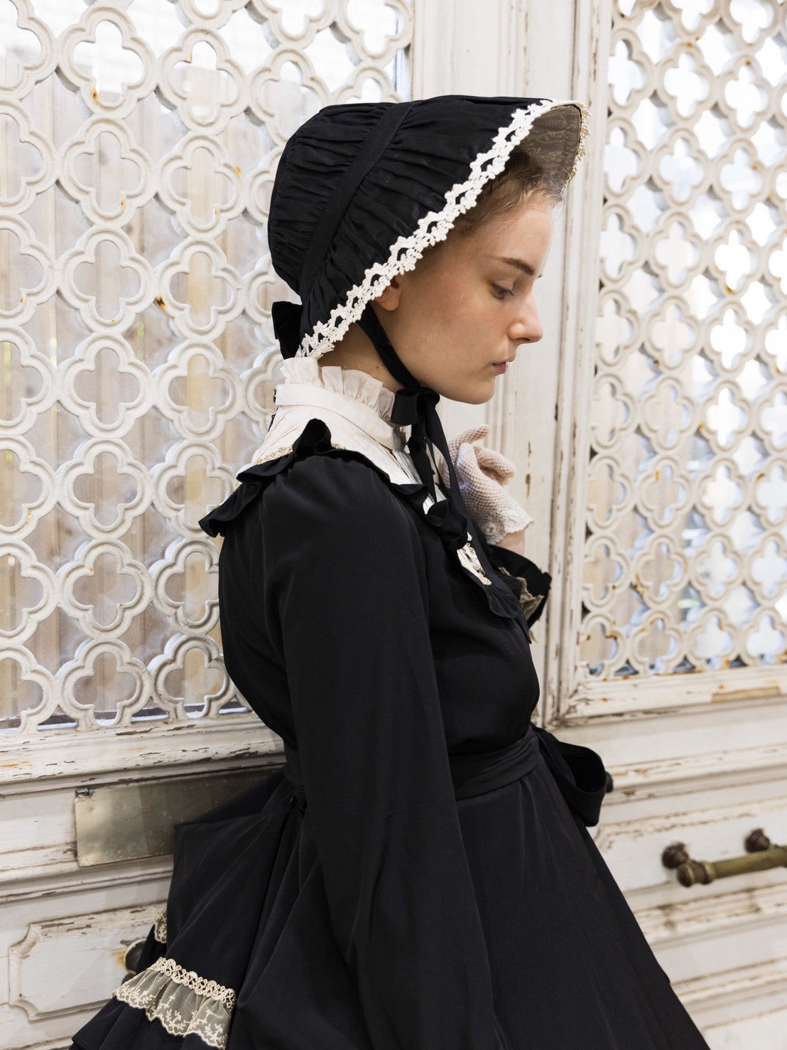 [Victorian Jungfrau] Victorian Jungfrau Puppenhut Beige/Schwarz ★Bestellzeit bis Mittwoch, 27. August★