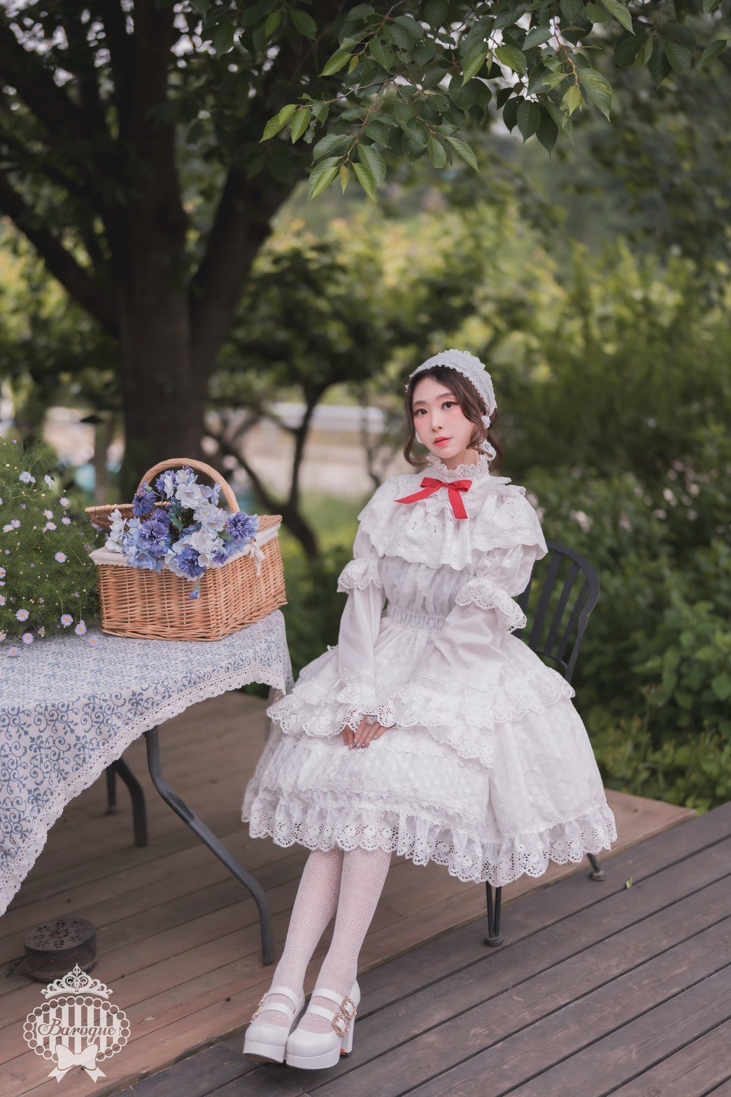 【Baroque】バロック　Rose Bouquet レースカラー　ホワイトレース × ピンクリボン/ホワイトレース × レッドリボン /ホワイトレース × ブラックリボン ★ご予約期間9月28日まで★