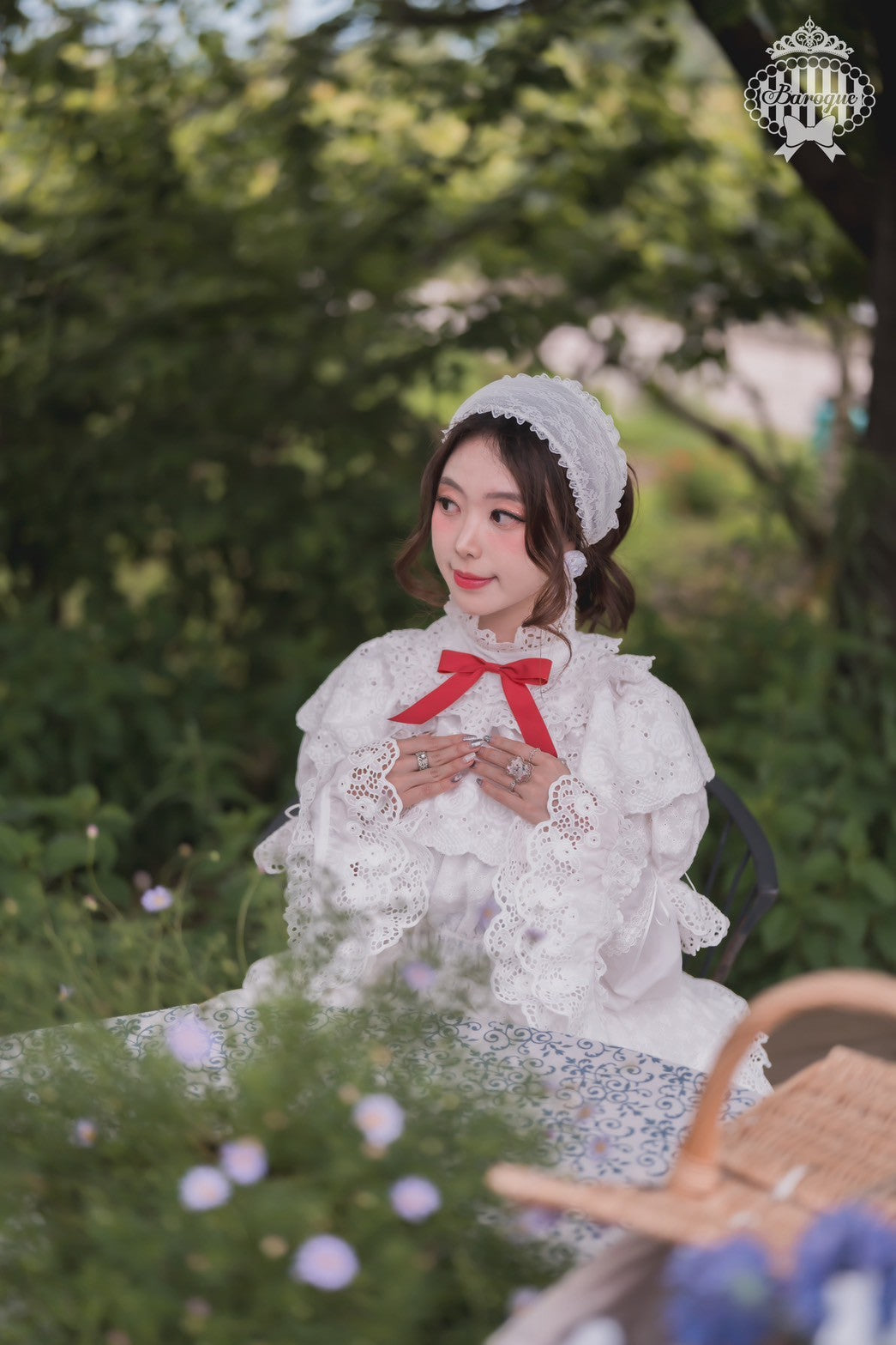 【Baroque】バロック　Rose Bouquet レースカラー　ホワイトレース × ピンクリボン/ホワイトレース × レッドリボン /ホワイトレース × ブラックリボン ★ご予約期間9月28日まで★