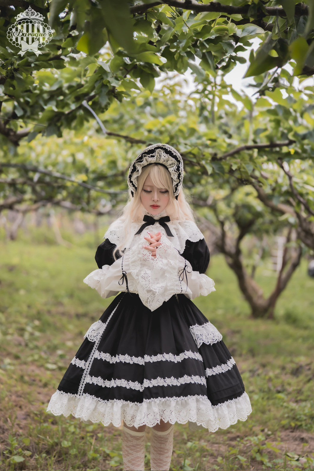 【Baroque】バロック　Rose Bouquet フルシャーリングワンピース　ホワイト/ピンク/ローズレッド/ブラック ★ご予約期間9月28日まで★