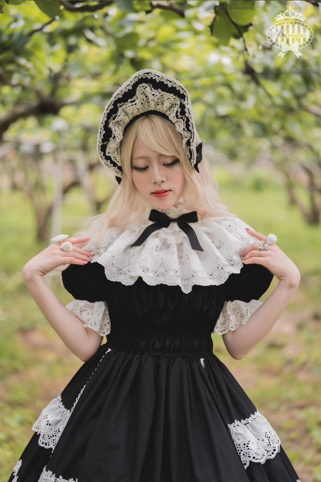 【Baroque】バロック　Rose Bouquet レースカラー　ホワイトレース × ピンクリボン/ホワイトレース × レッドリボン /ホワイトレース × ブラックリボン ★ご予約期間9月28日まで★