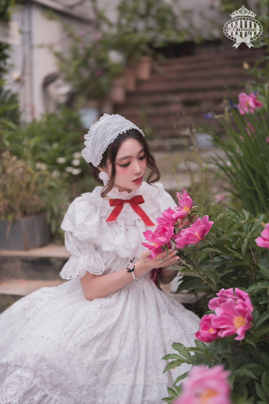 【Baroque】バロック　Rose Bouquet レースカラー　ホワイトレース × ピンクリボン/ホワイトレース × レッドリボン /ホワイトレース × ブラックリボン ★ご予約期間9月28日まで★