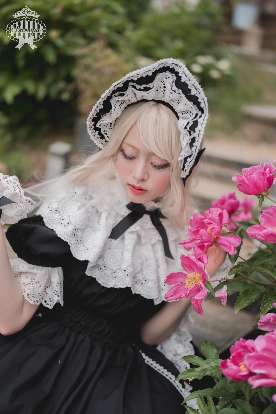 【Baroque】バロック　Rose Bouquet レースカラー　ホワイトレース × ピンクリボン/ホワイトレース × レッドリボン /ホワイトレース × ブラックリボン ★ご予約期間9月28日まで★