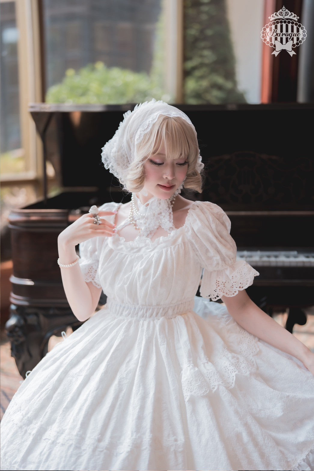 【Baroque】バロック　Rose Bouquet フルシャーリングワンピース　ホワイト/ピンク/ローズレッド/ブラック ★ご予約期間9月28日まで★