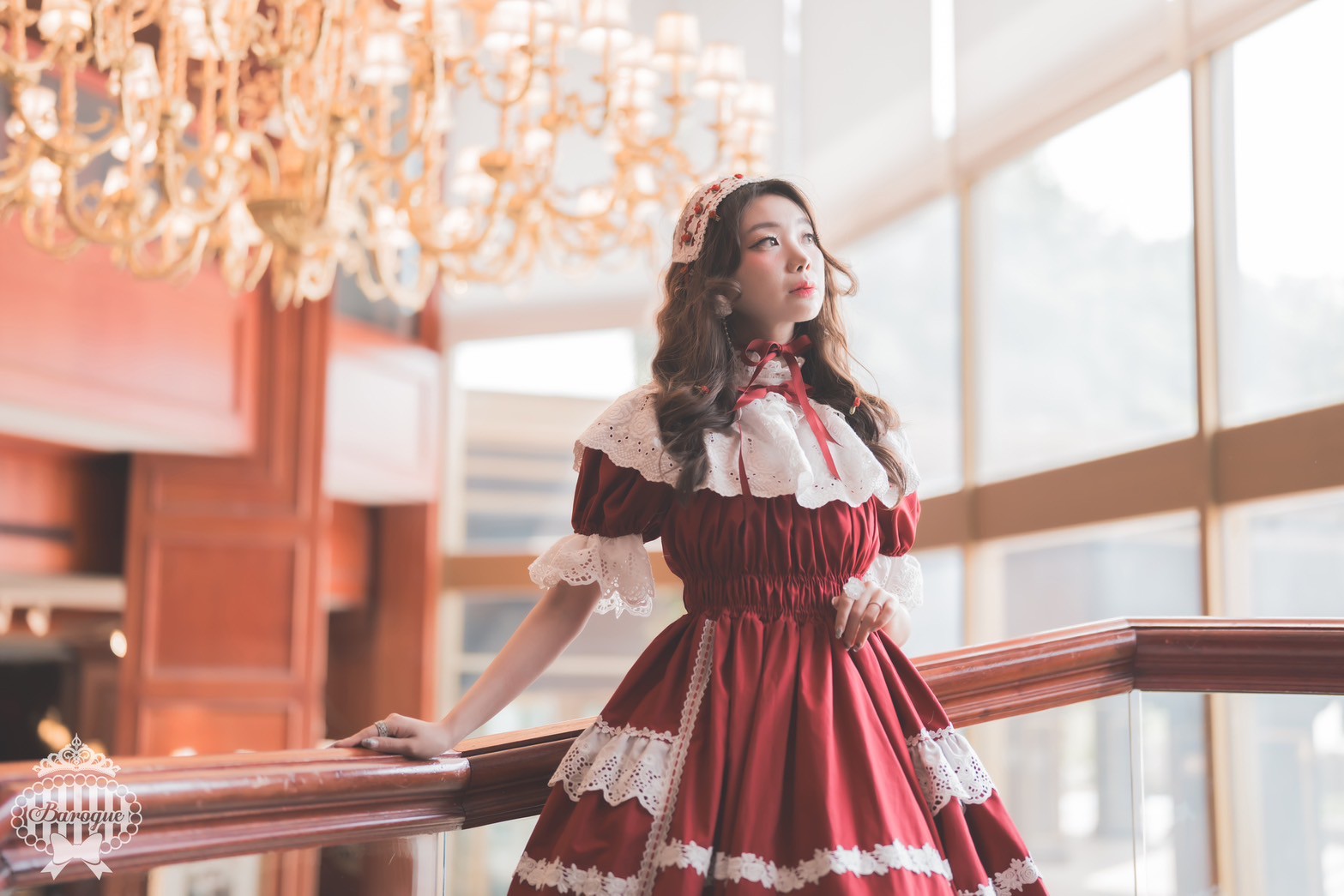 【Baroque】バロック　Rose Bouquet フルシャーリングワンピース　ホワイト/ピンク/ローズレッド/ブラック ★ご予約期間9月28日まで★