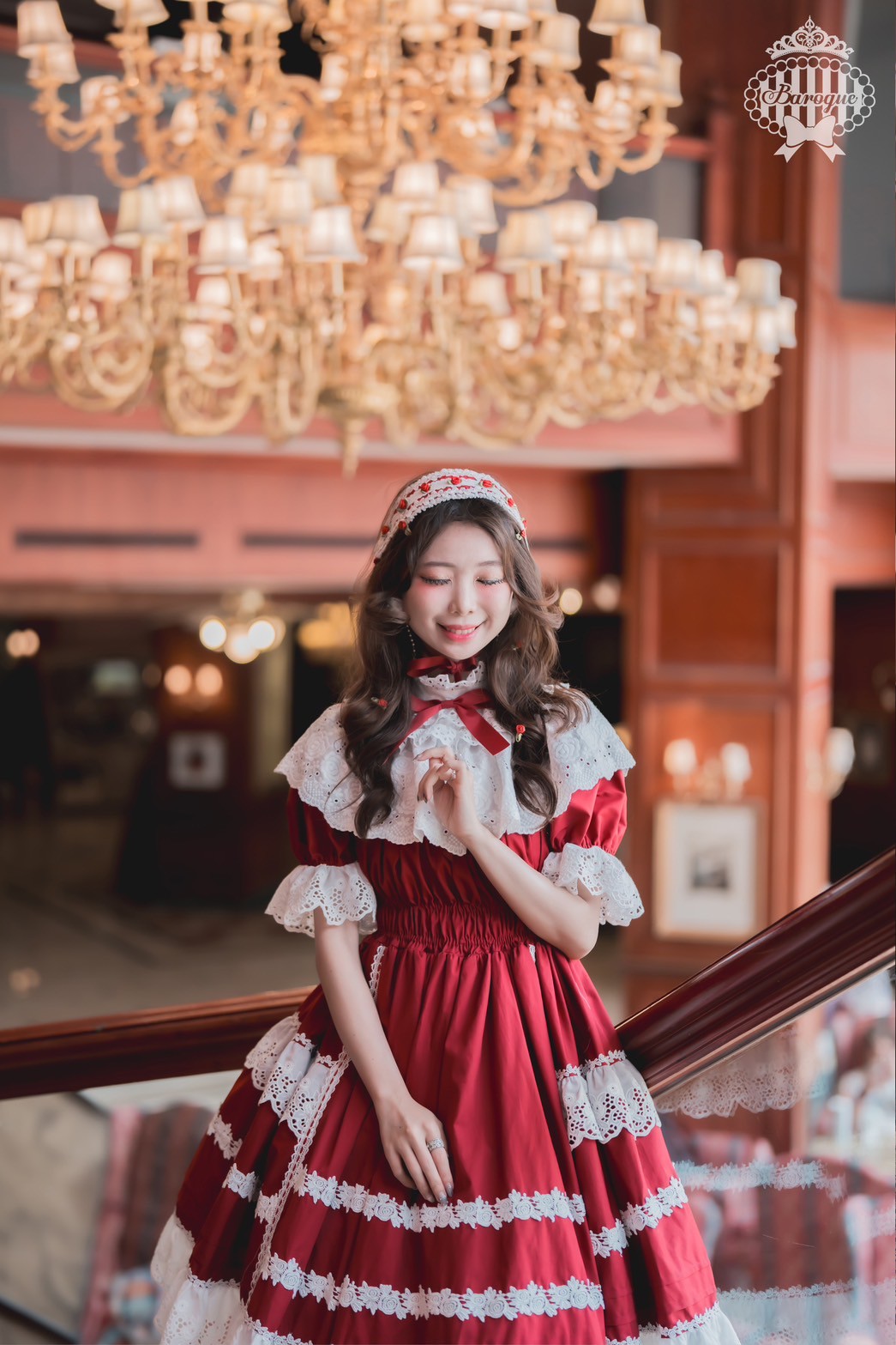 【Baroque】バロック　Rose Bouquet フルシャーリングワンピース　ホワイト/ピンク/ローズレッド/ブラック ★ご予約期間9月28日まで★
