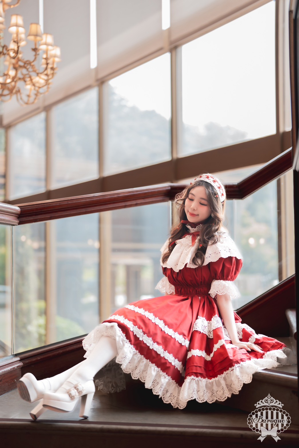 【Baroque】バロック　Rose Bouquet フルシャーリングワンピース　ホワイト/ピンク/ローズレッド/ブラック ★ご予約期間9月28日まで★