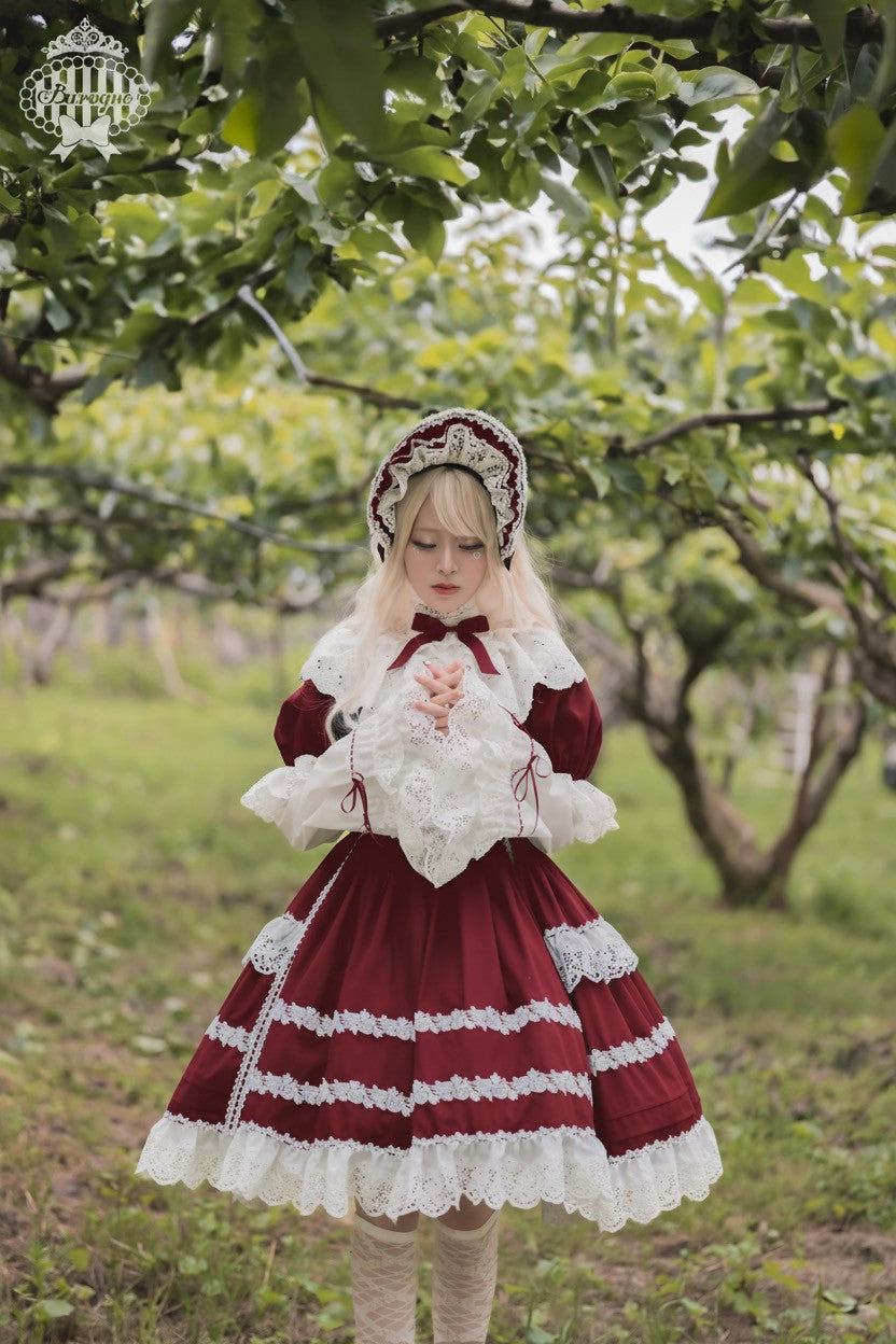 【Baroque】バロック　Rose Bouquet フルシャーリングワンピース　ホワイト/ピンク/ローズレッド/ブラック ★ご予約期間9月28日まで★