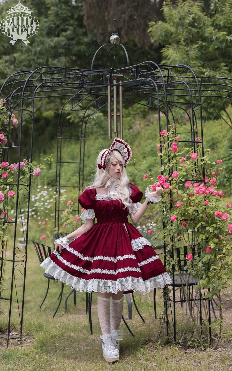 【Baroque】バロック　Rose Bouquet フルシャーリングワンピース　ホワイト/ピンク/ローズレッド/ブラック ★ご予約期間9月28日まで★