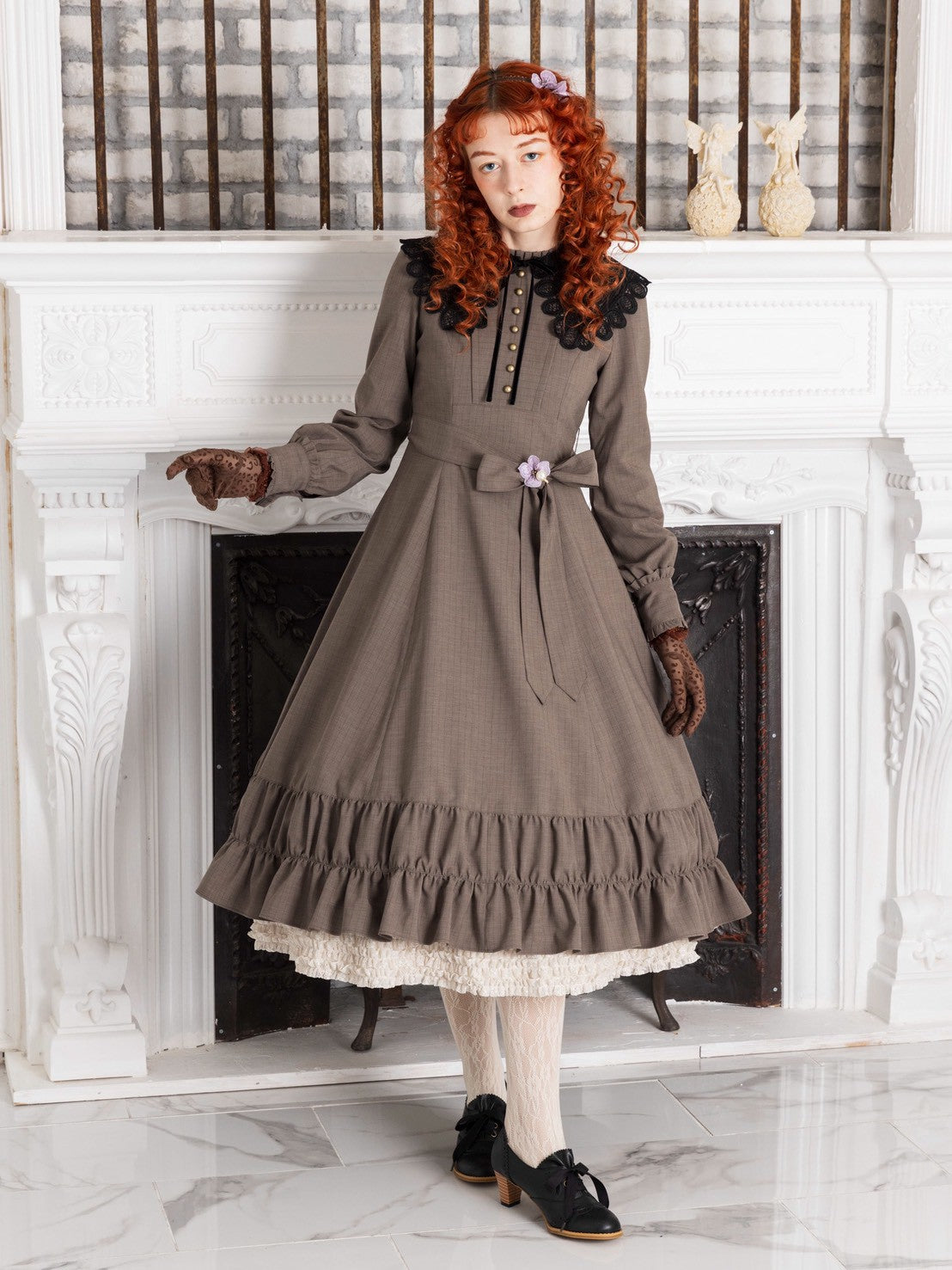 【Victorian maiden】ヴィクトリアンメイデンマルティエコールレースカラードレス　モカブラウン/グレー★受注期間12月7日(日)まで★