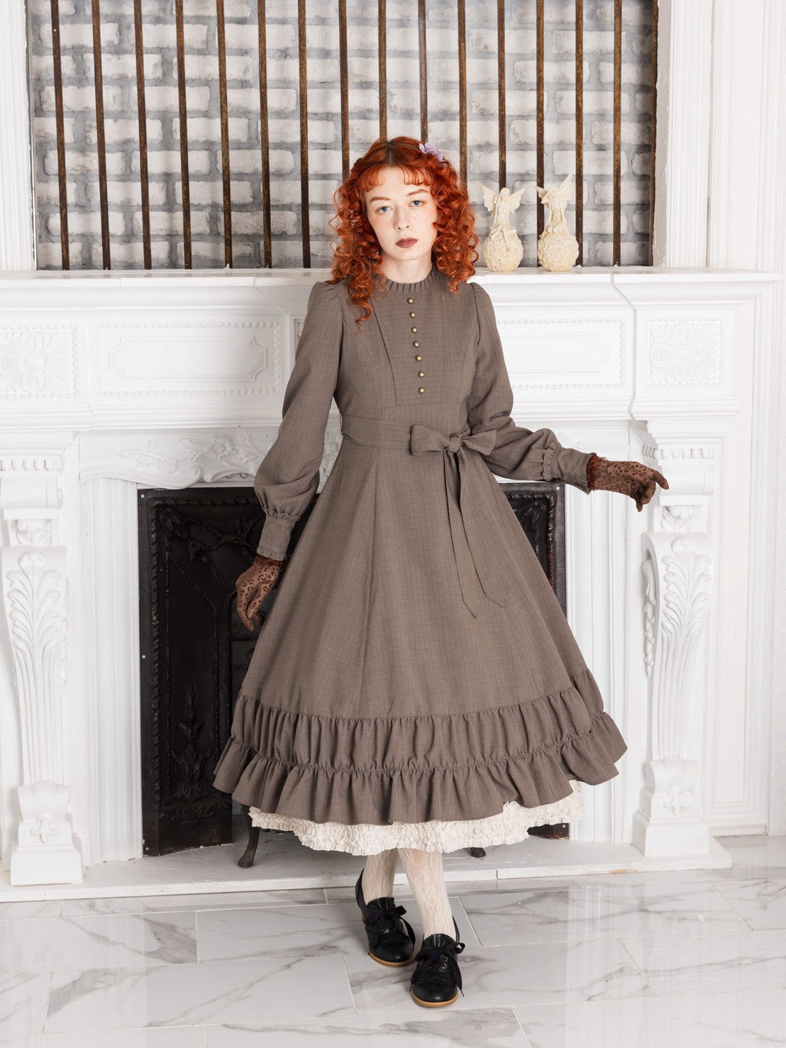 【Victorian maiden】ヴィクトリアンメイデンマルティエコールレースカラードレス　モカブラウン/グレー★受注期間12月7日(日)まで★