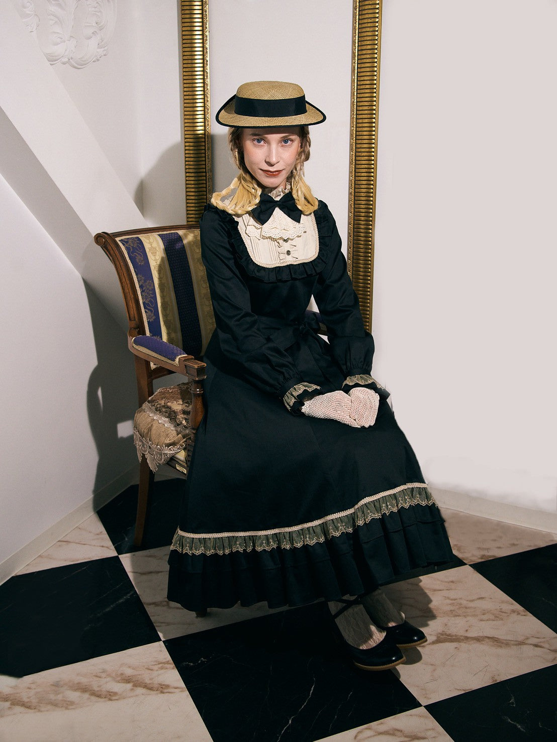 [Victorian maiden] Victorian Maiden Classical Doll Long DressBordeaux/Navy/Black  Normal size/plus size★Order period until January 18th (Sunday)★