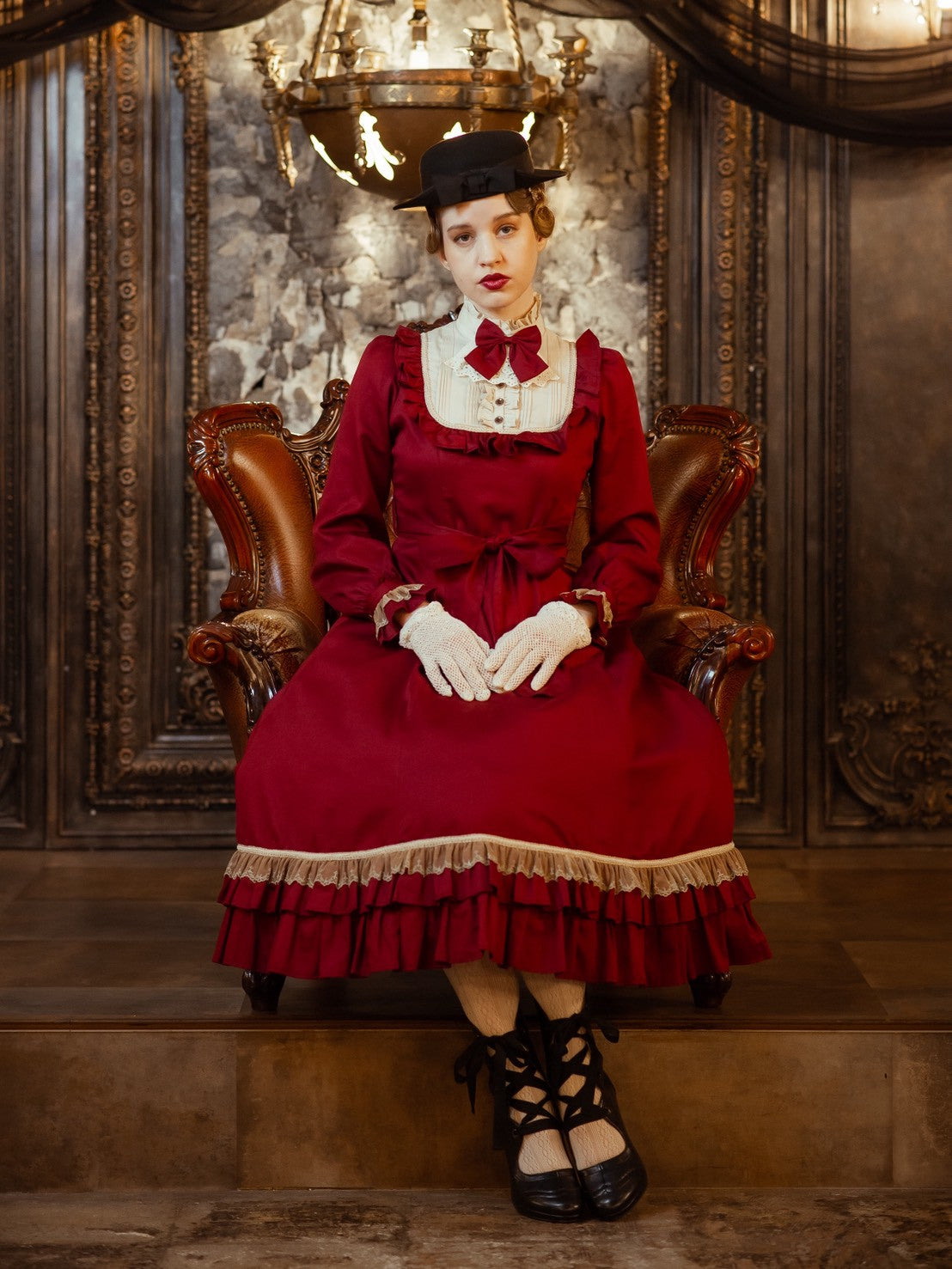 [Victorian maiden] Victorian Maiden Classical Doll Long DressBordeaux/Navy/Black  Normal size/plus size★Order period until January 18th (Sunday)★