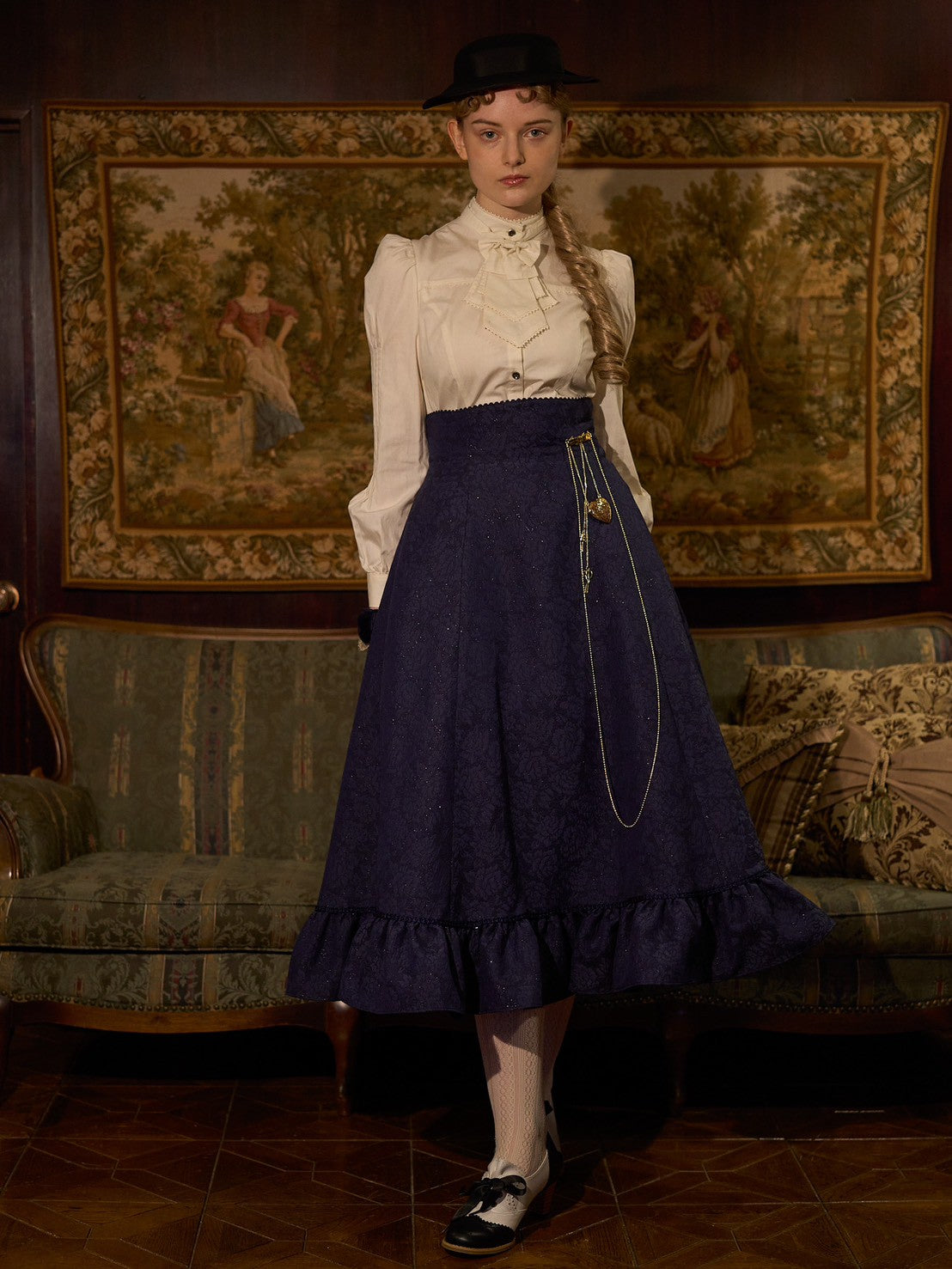 【Victorian maiden】ヴィクトリアンメイデン　　マトラッセローズハイウエストスカート　カメオローズ/ローズレッド/ダークネイビー