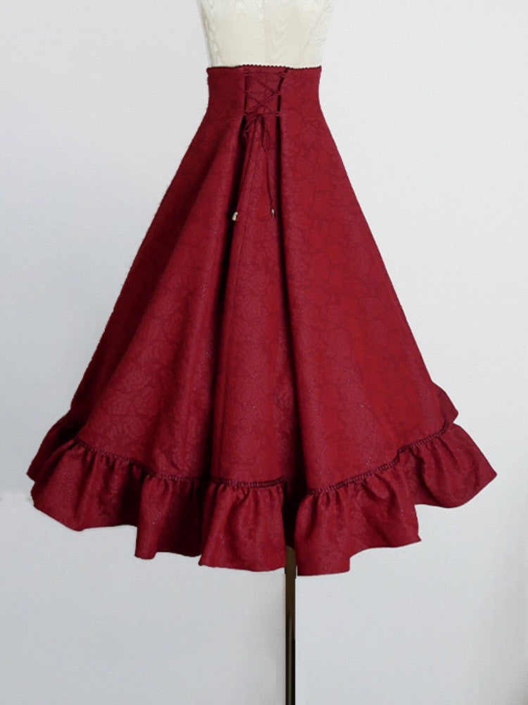 【Victorian maiden】ヴィクトリアンメイデン　　マトラッセローズハイウエストスカート　カメオローズ/ローズレッド/ダークネイビー