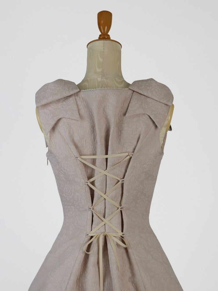 【Victorian maiden】ヴィクトリアンメイデン　　マトラッセローズツインリボンスリーブレスドレス　カメオローズ/ローズレッド/ダークネイビー