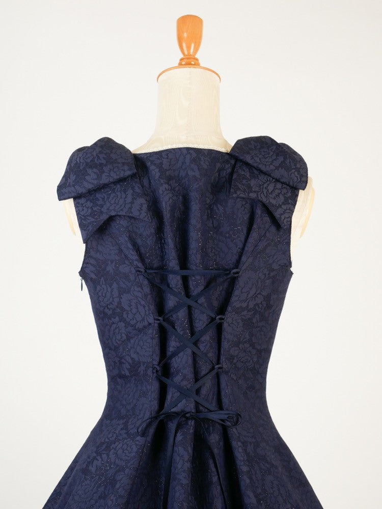 【Victorian maiden】ヴィクトリアンメイデン　　マトラッセローズツインリボンスリーブレスドレス　カメオローズ/ローズレッド/ダークネイビー