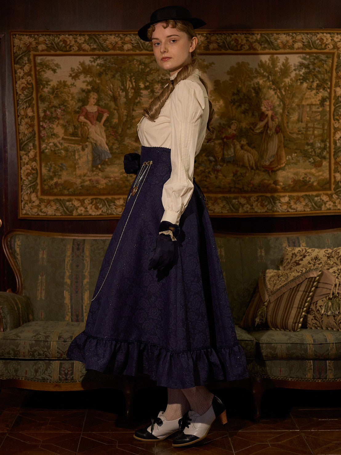 【Victorian maiden】ヴィクトリアンメイデン　　マトラッセローズハイウエストスカート　カメオローズ/ローズレッド/ダークネイビー