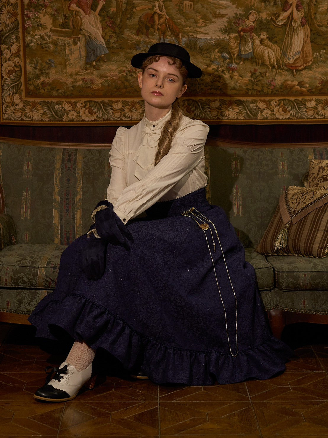 【Victorian maiden】ヴィクトリアンメイデン　　マトラッセローズハイウエストスカート　カメオローズ/ローズレッド/ダークネイビー