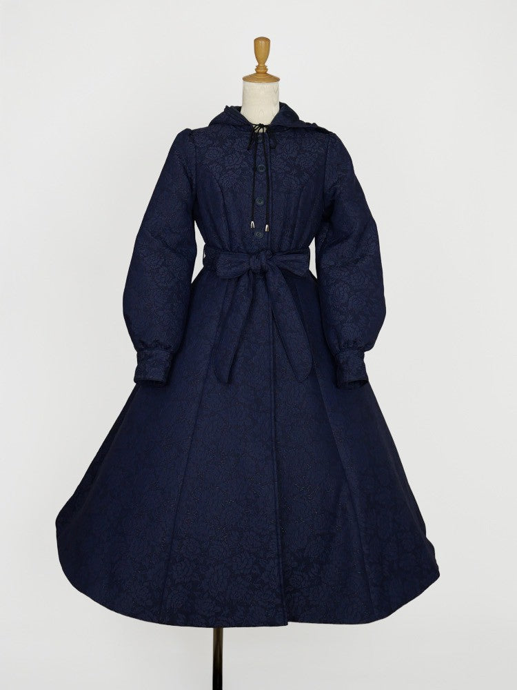【Victorian maiden】ヴィクトリアンメイデン　　マトラッセローズフーデットロングコート　カメオローズ/ローズレッド/ダークネイビー