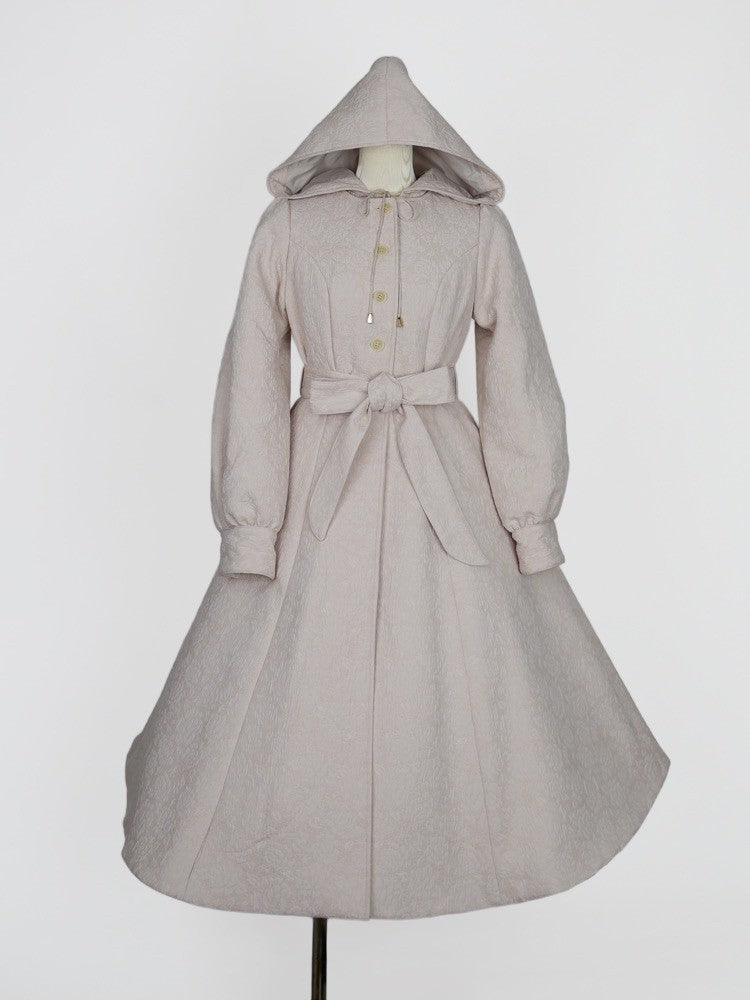 【Victorian maiden】ヴィクトリアンメイデン　　マトラッセローズフーデットロングコート　カメオローズ/ローズレッド/ダークネイビー