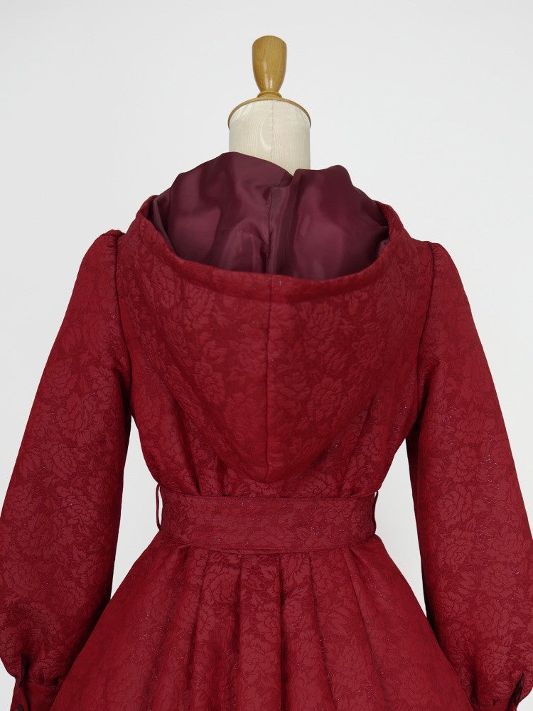 【Victorian maiden】ヴィクトリアンメイデン　　マトラッセローズフーデットロングコート　カメオローズ/ローズレッド/ダークネイビー