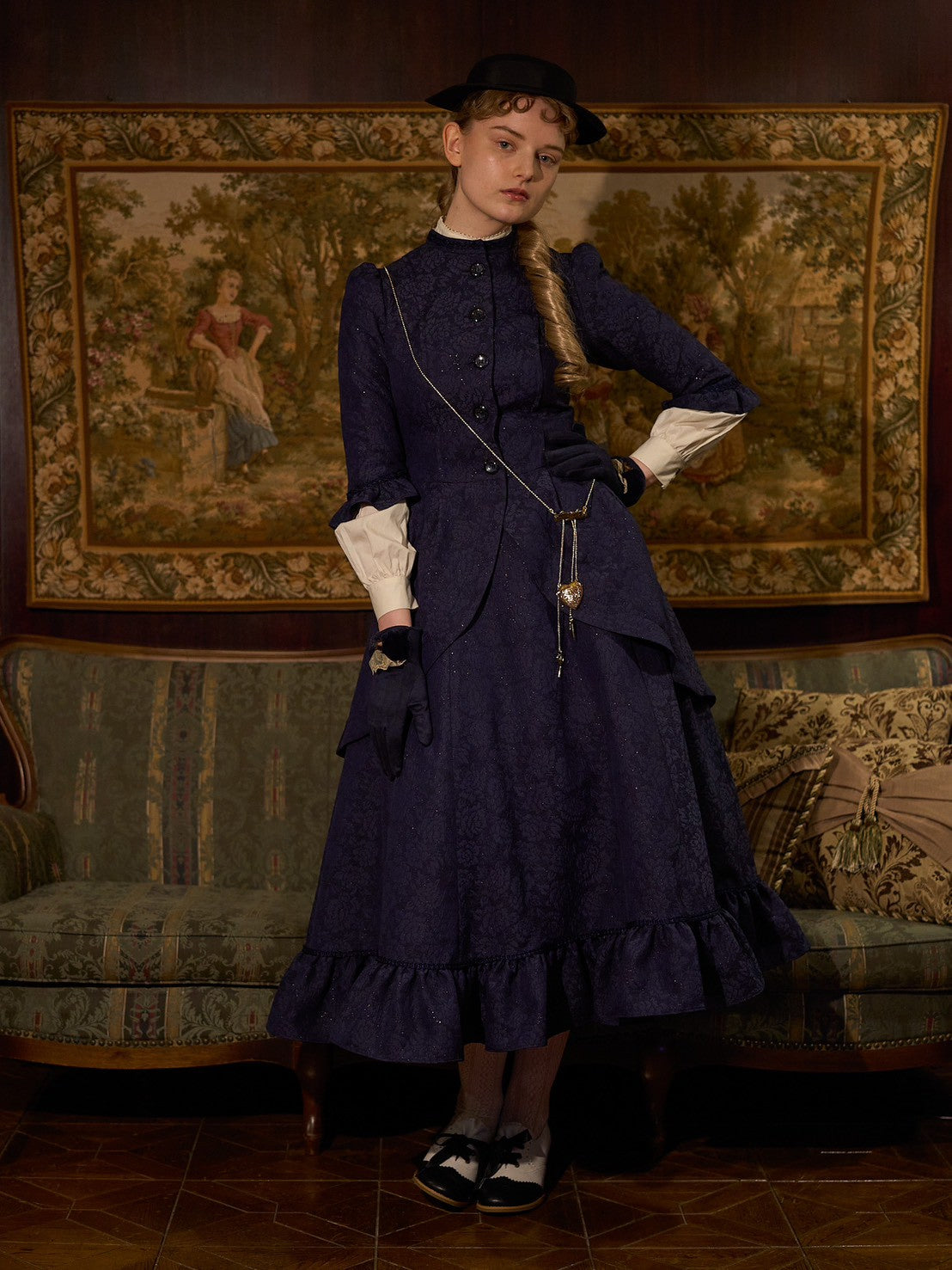 【Victorian maiden】ヴィクトリアンメイデン　　マトラッセローズテイルドレスジャケット　カメオローズ/ローズレッド/ダークネイビー