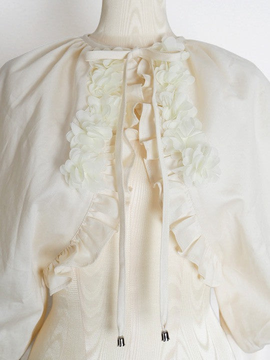 【Victorian maiden】ヴィクトリアンメイデン　ルークフローラルフラッフィーボレロ　アイボリー/ブラック