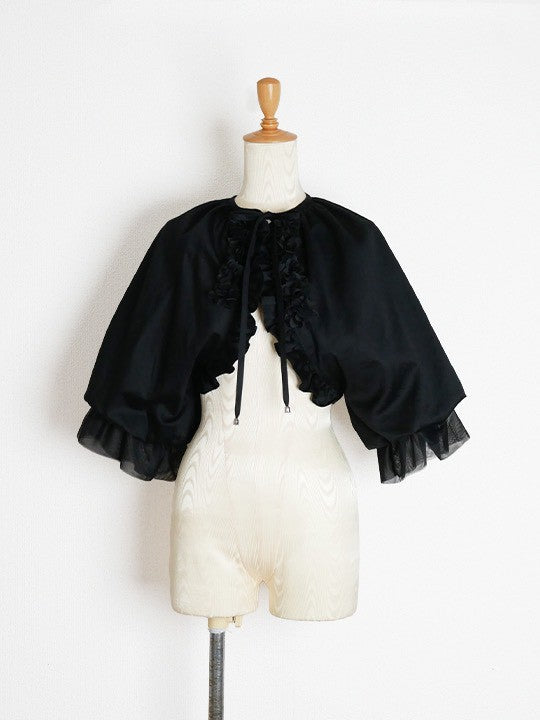 【Victorian maiden】ヴィクトリアンメイデン　ルークフローラルフラッフィーボレロ　アイボリー/ブラック