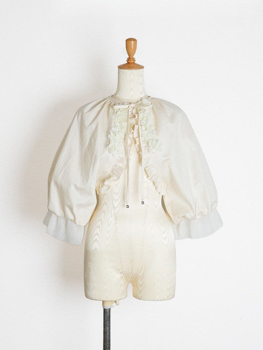 【Victorian maiden】ヴィクトリアンメイデン　ルークフローラルフラッフィーボレロ　アイボリー/ブラック