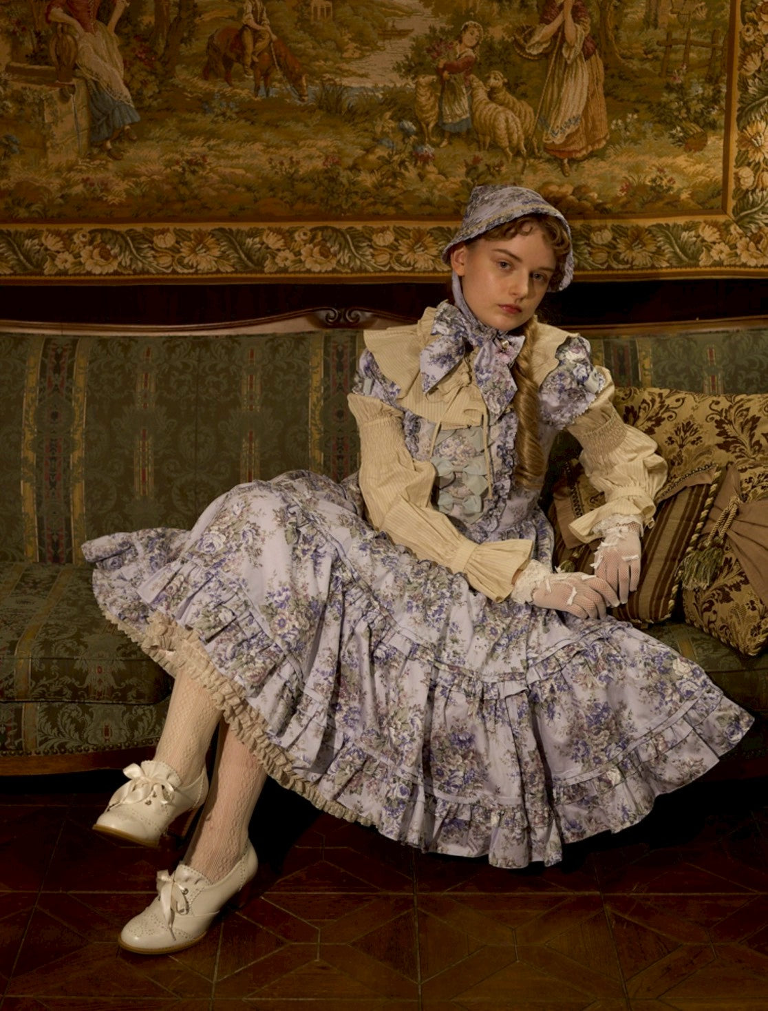 [Victorian maiden] Victorian maiden★Now accepting reservations★Classical Bouquet Maria Tiered Dress Misty Beige/Misty Rose/Misty Blue/Misty Mauve