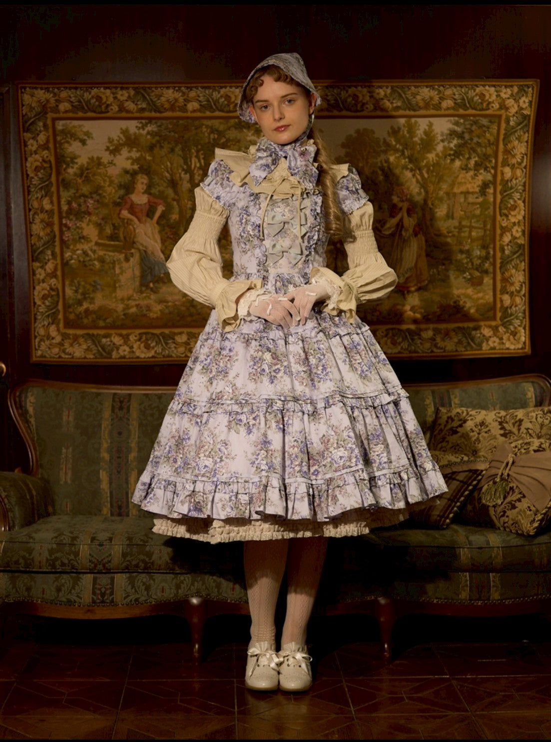 [Victorian maiden] Victorian maiden★Now accepting reservations★Classical Bouquet Maria Tiered Dress Misty Beige/Misty Rose/Misty Blue/Misty Mauve