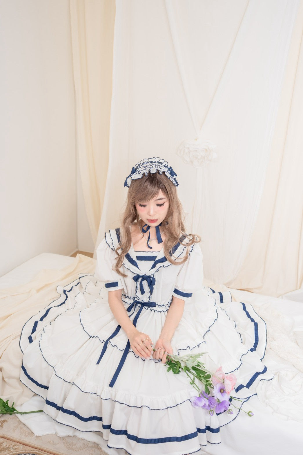 【Baroque】バロック　★ご予約受付中★　Perles de roséeセーラーヘッドドレス　4色展開　