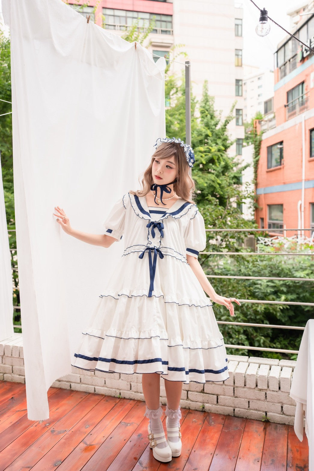 【Baroque】バロック　★ご予約受付中★　Perles de roséeセーラーワンピース　4色展開　M~L/XL