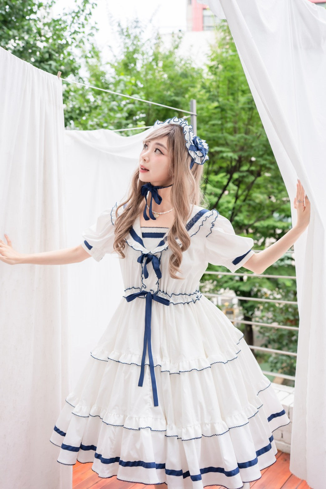 【Baroque】バロック　★ご予約受付中★　Perles de roséeセーラーワンピース　4色展開　M~L/XL